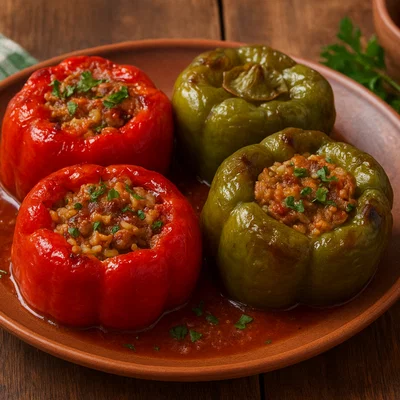 Gefüllte Paprika nach albanischer Art (Speca të mbushur)