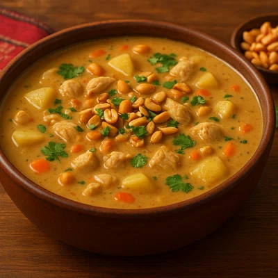 Bolivianische Sopa de Maní (Erdnusssuppe)