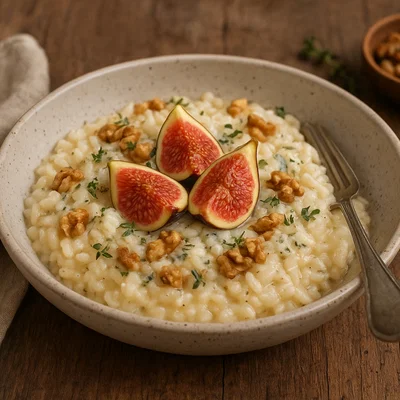 Feigen-Risotto mit Gorgonzola und Walnüssen