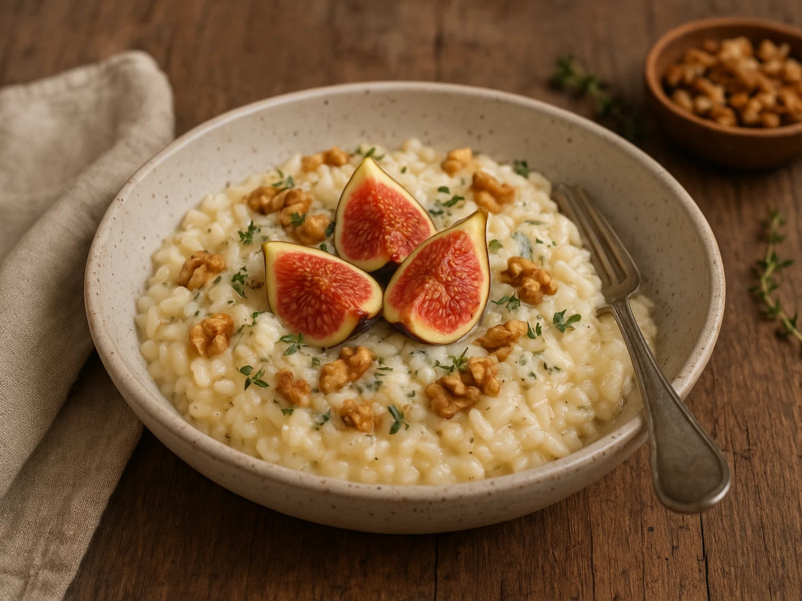 Feigen-Risotto mit Gorgonzola und Walnüssen