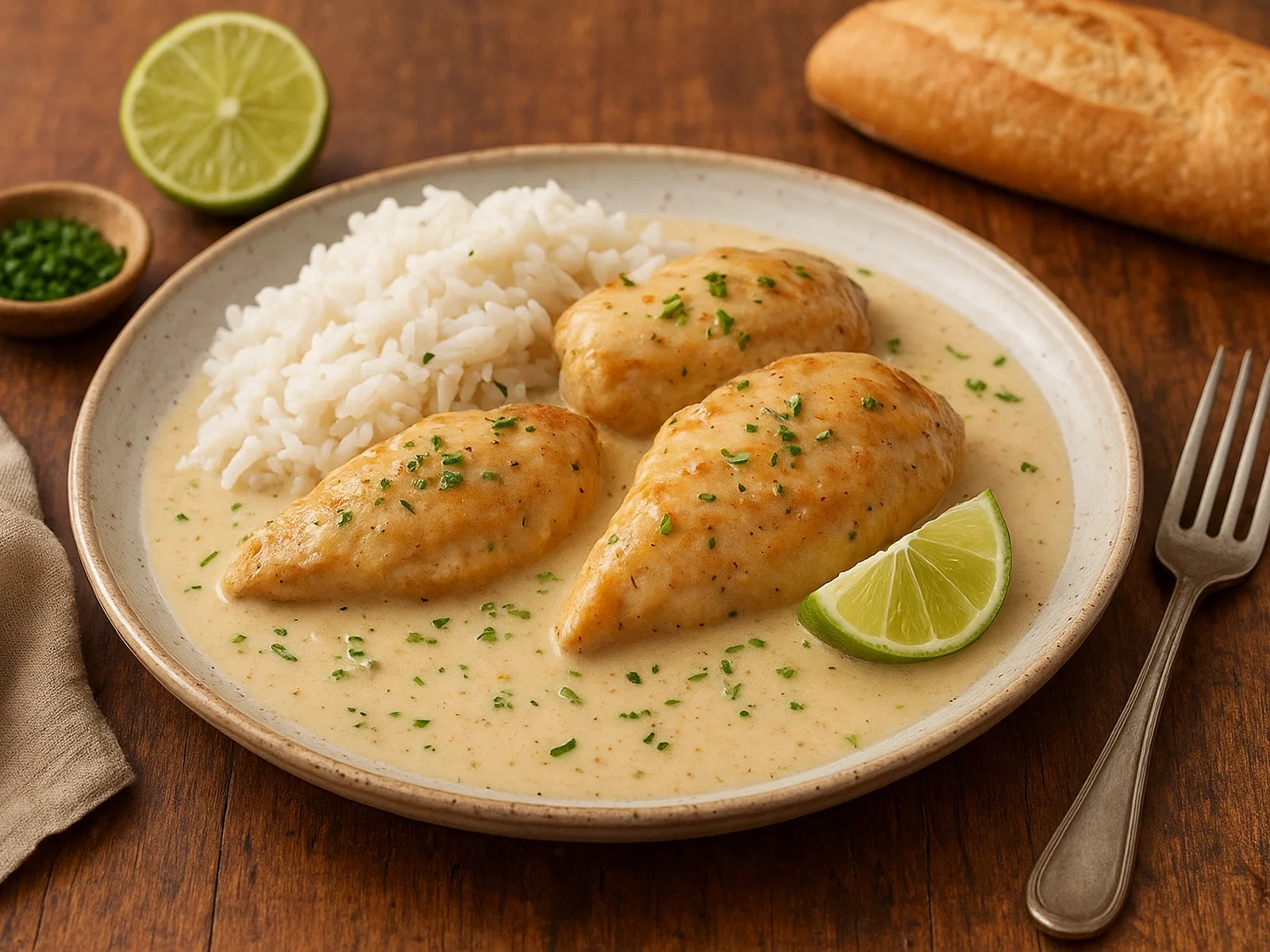 Poulet Vanille mit Kokos-Limetten-Sauce