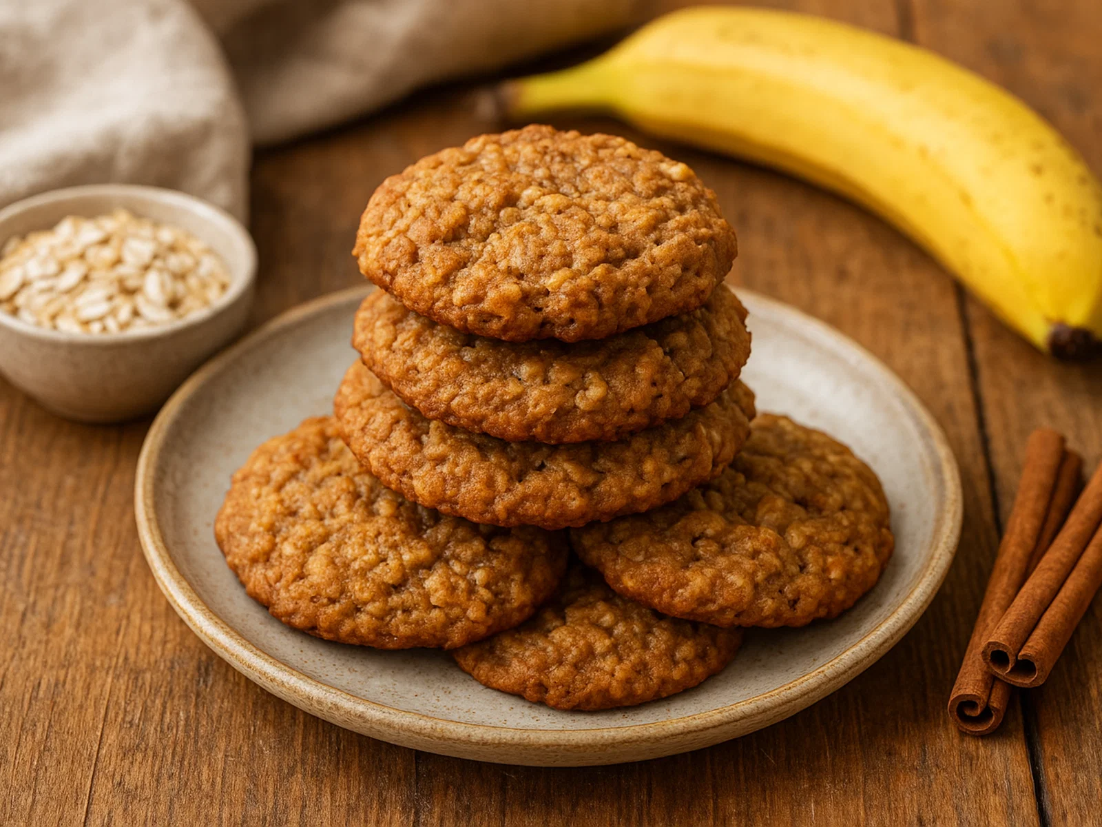 Gesunde Haferflocken-Cookies mit Banane und Zimt