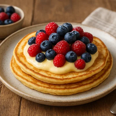 Pfannkuchen mit Beeren und Vanillecreme