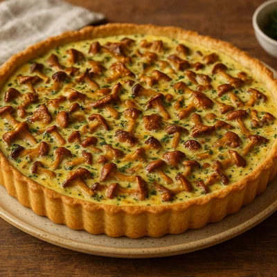 Herzhafte Pfifferling-Tarte mit Mürbeteigboden