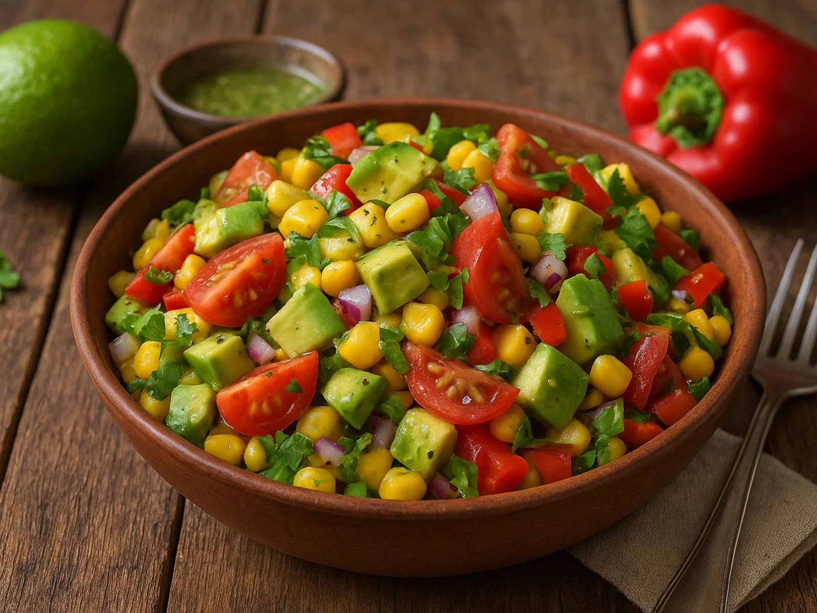 Avocado-Mais-Salat mit Limetten-Vinaigrette