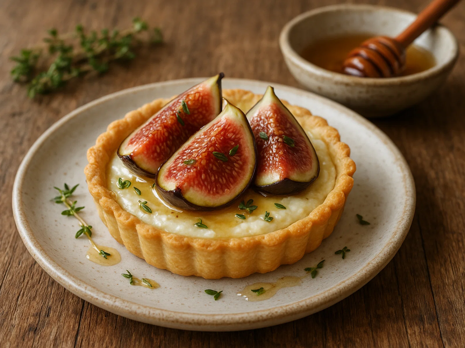 Ziegenkäse-Feigen-Törtchen mit Thymian-Honig