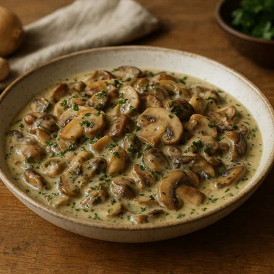 Pilzragout in Kräuter-Rahmsauce