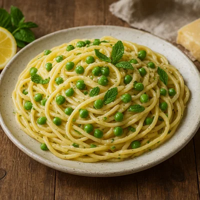 Zitronen-Parmesan-Pasta mit Erbsen und Minze