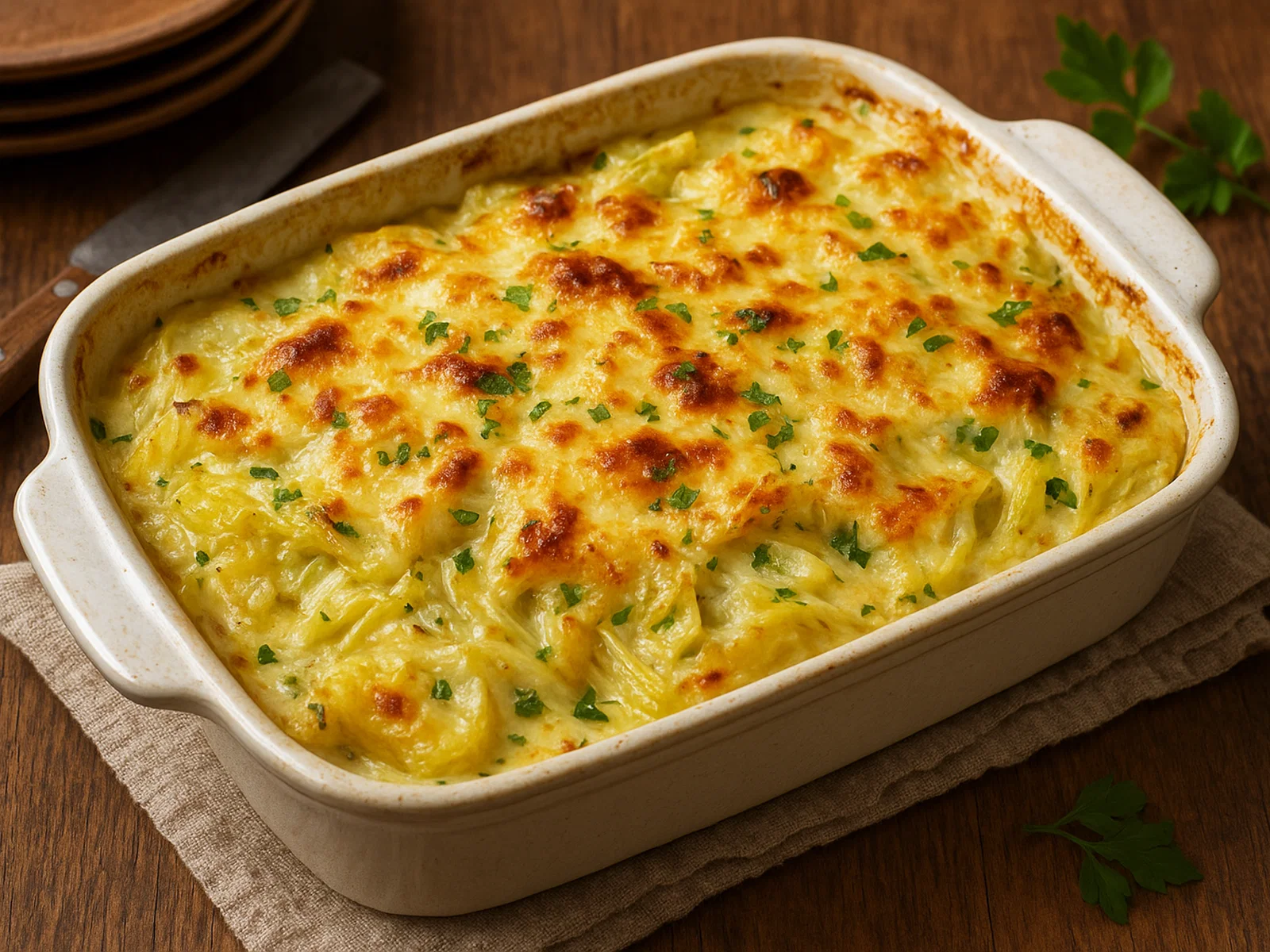 Chinakohl-Gratin mit Kartoffeln
