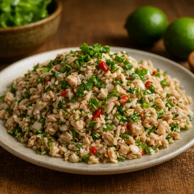 Kelaguen Mannok (Guamesischer Zitronen-Kokos-Hähnchensalat)