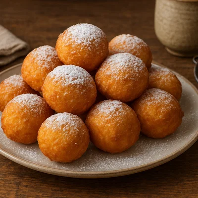 Quarkbällchen mit Puderzucker