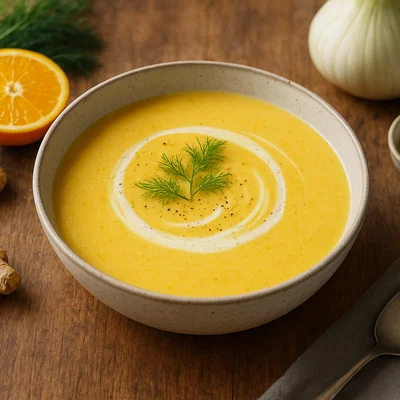 Fenchel-Orangen-Suppe mit Ingwer und Sahne