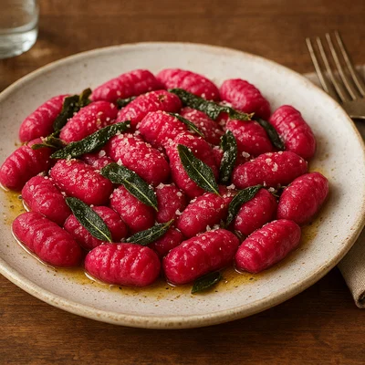 Rote-Bete-Gnocchi mit Butter-Salbei und Parmesan