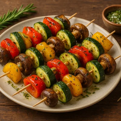 Gegrillte Gemüse-Spieße mit Rosmarin-Knoblauch-Marinade