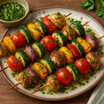 Gegrillte Gemüsespieße mit frischer Kräuter-Marinade