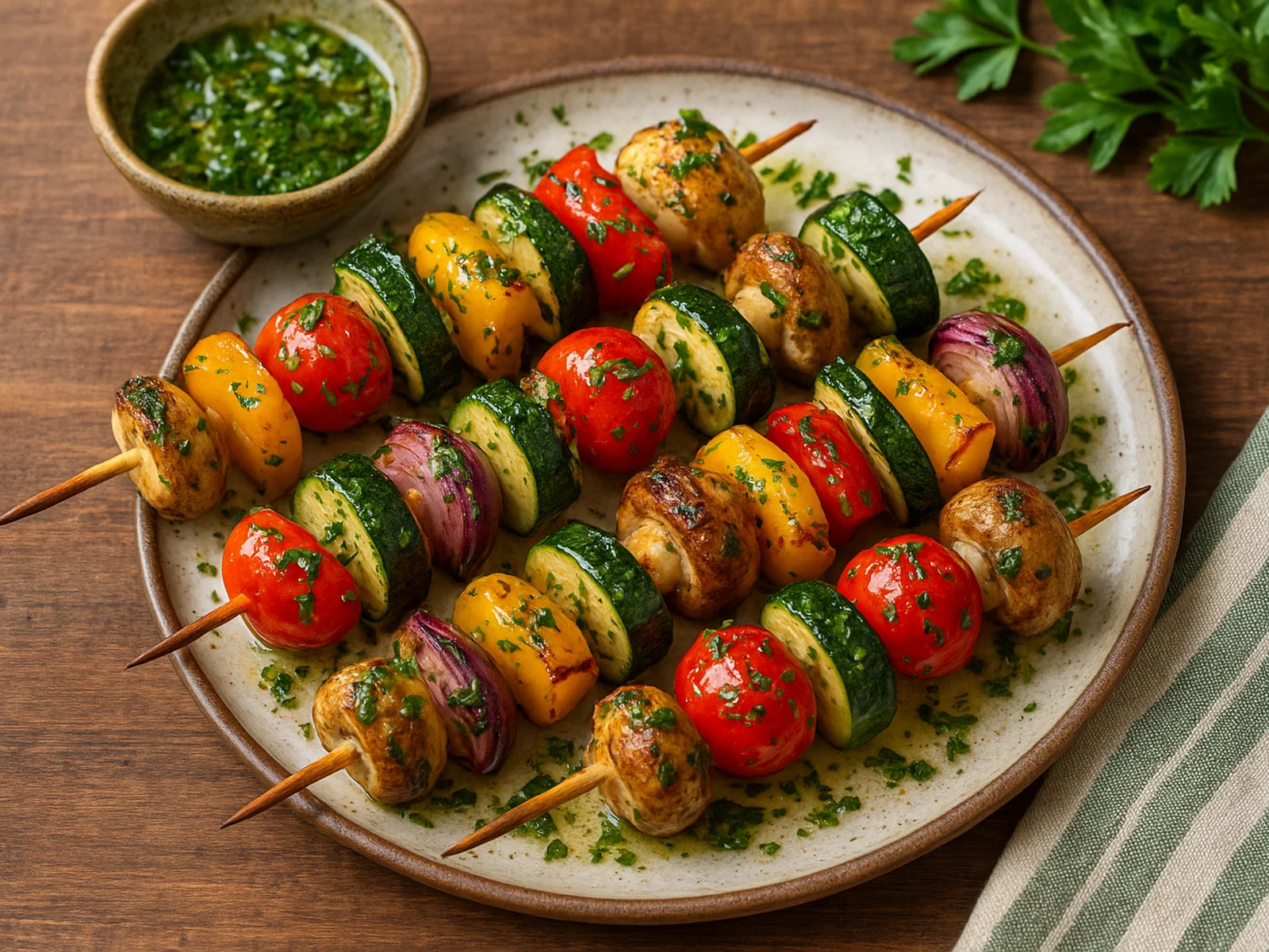 Gegrillte Gemüsespieße mit frischer Kräuter-Marinade