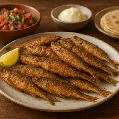 Knusprig frittierte Sambaza (ostafrikanische Kleinfische)