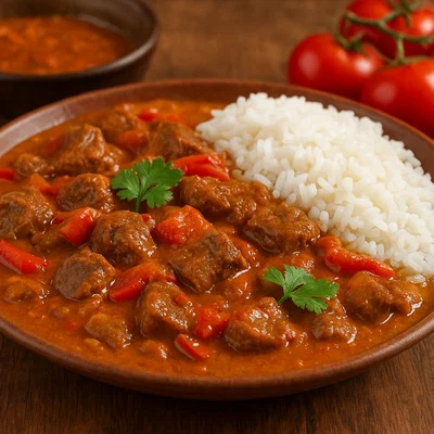 Ruherekangwe – Rindfleischeintopf mit Erdnuss-Tomaten-Sauce