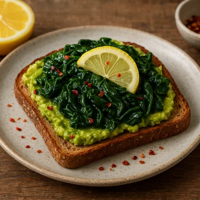 Spinat-Avocado-Toast mit Zitrone und Chili