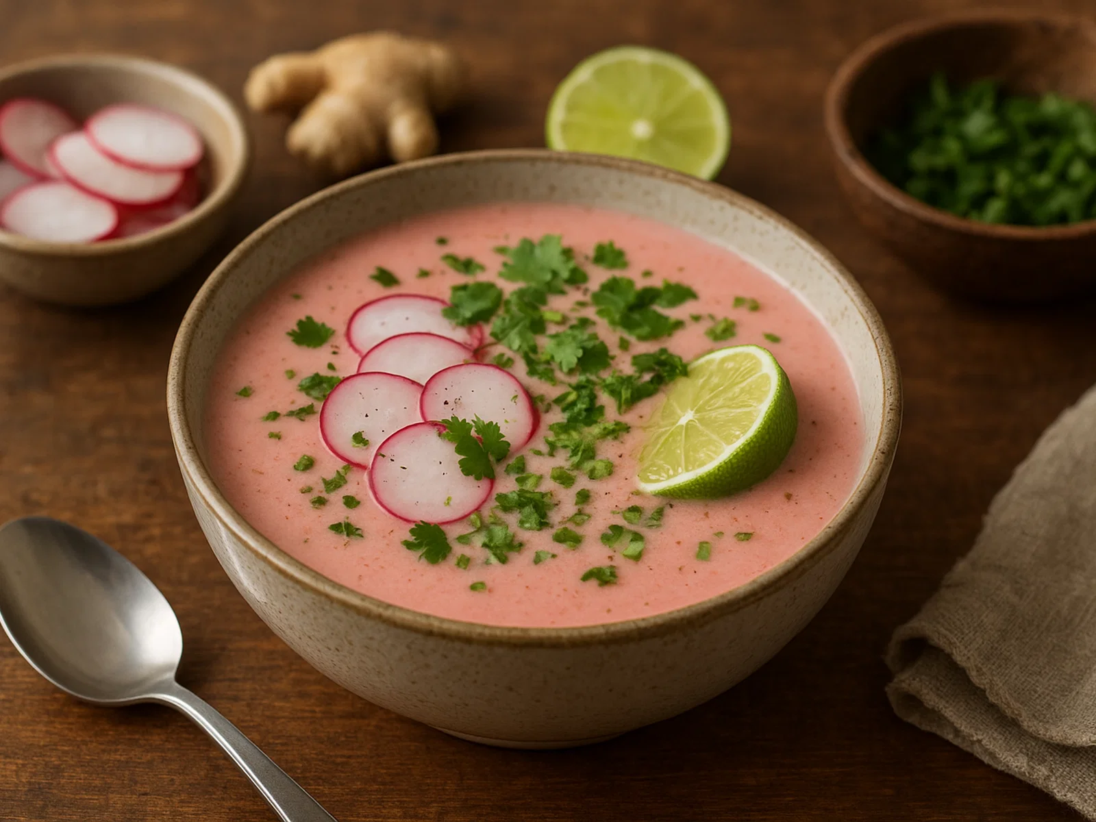 Radieschen-Ingwer-Suppe mit Kokosmilch