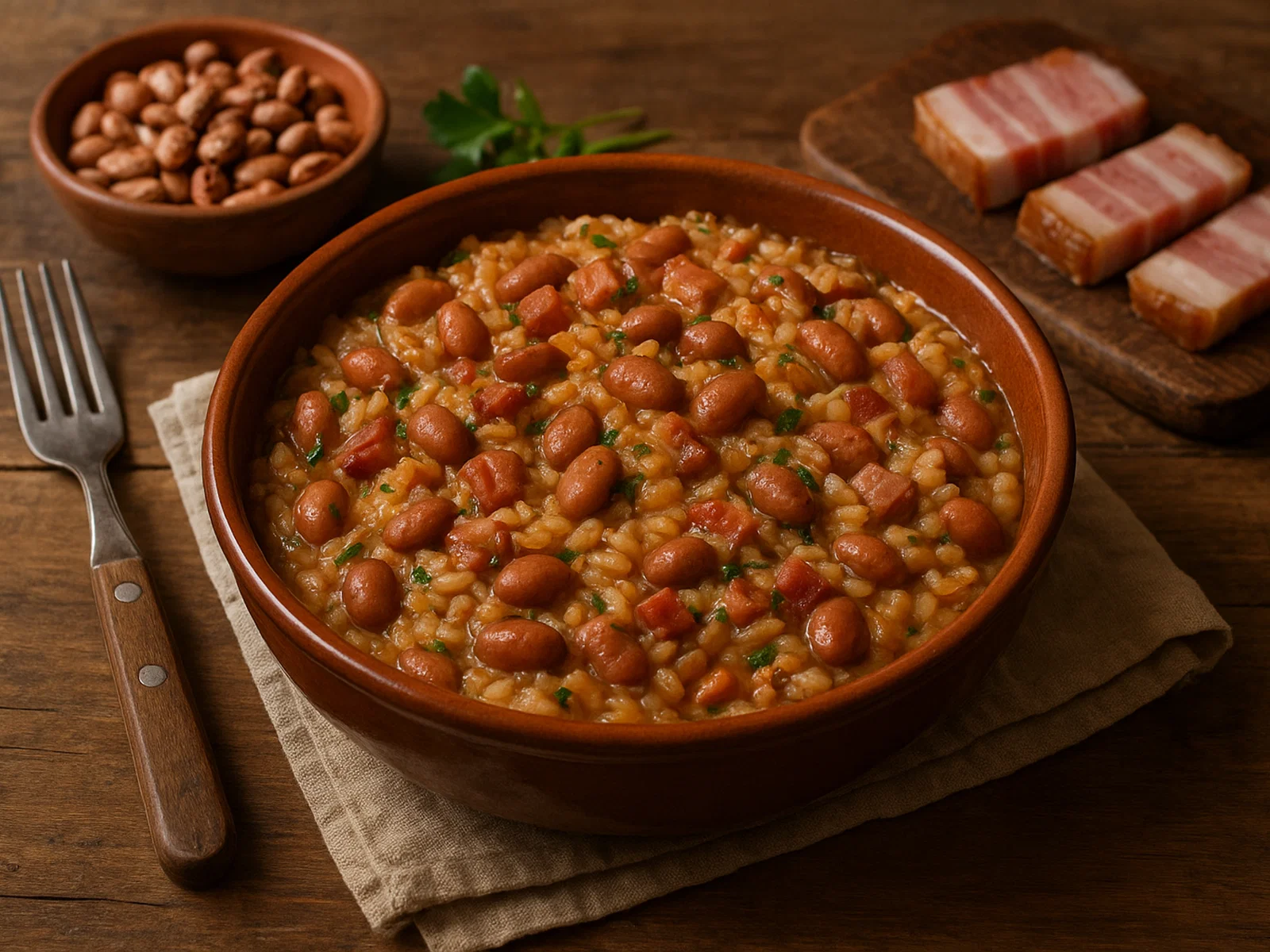 Panissa – piemontesisches Reisgericht mit Borlotti-Bohnen und Speck