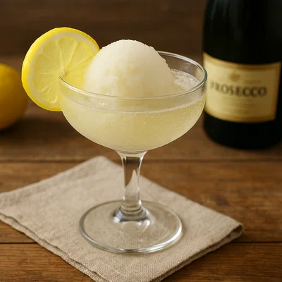 Zitronensorbet mit Prosecco