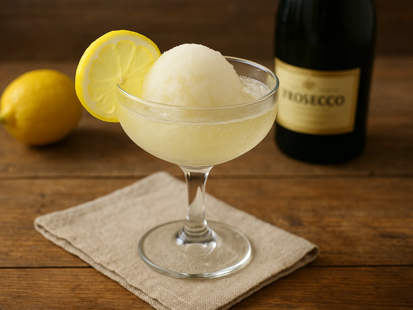 Zitronensorbet mit Prosecco