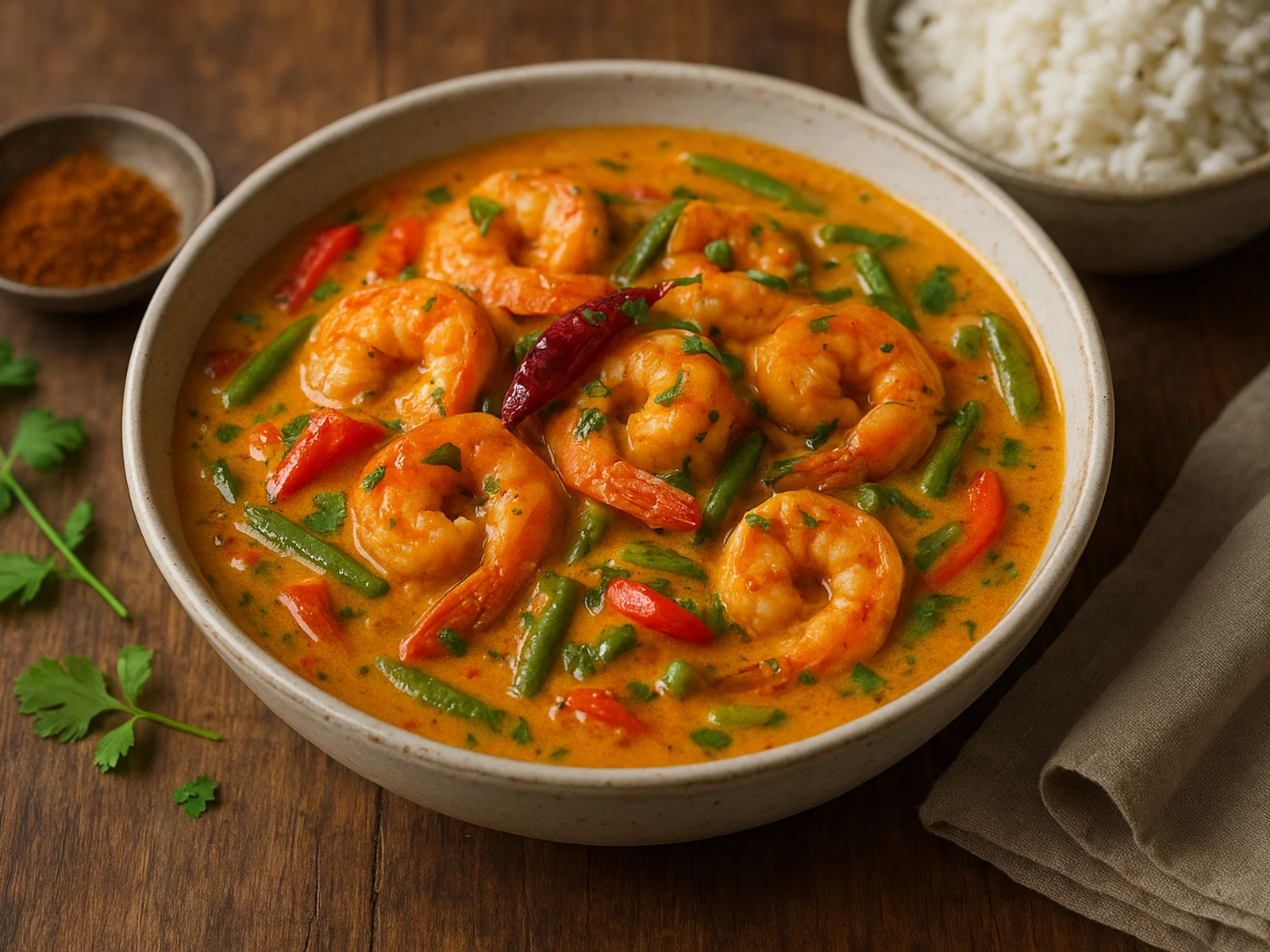 Pikantes Garnelen-Curry mit Kokosmilch