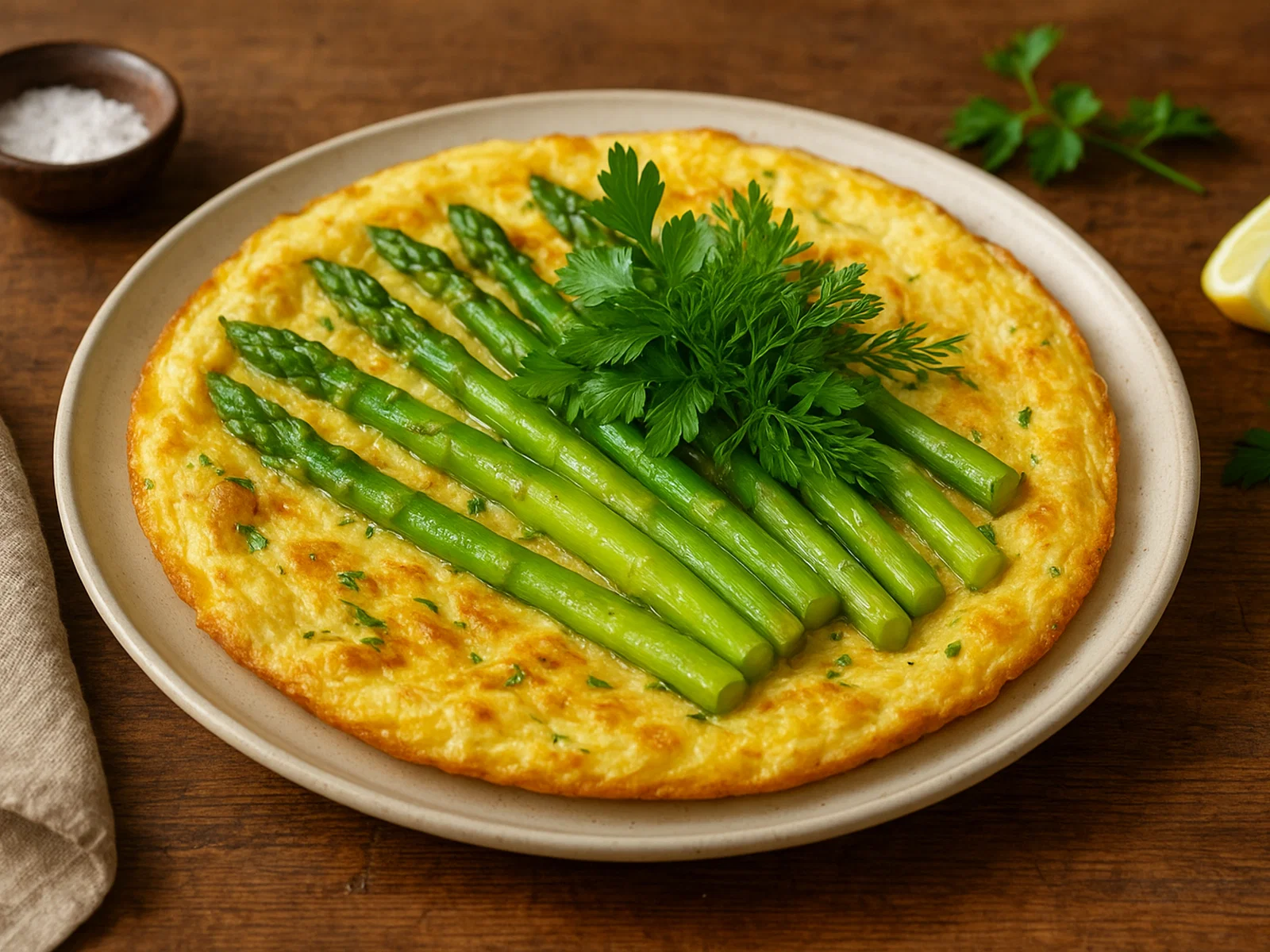 Spargelomelett mit frischen Kräutern