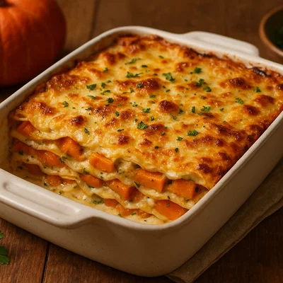 Herbstliche Kürbis-Lasagne mit Béchamel und Käsekruste