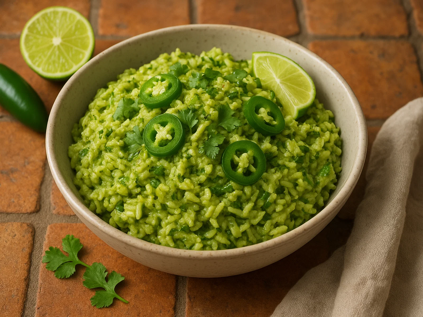 Guacamole-Reis mit Limette und Jalapeño