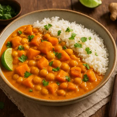 Kürbis-Kokos-Curry mit Kichererbsen