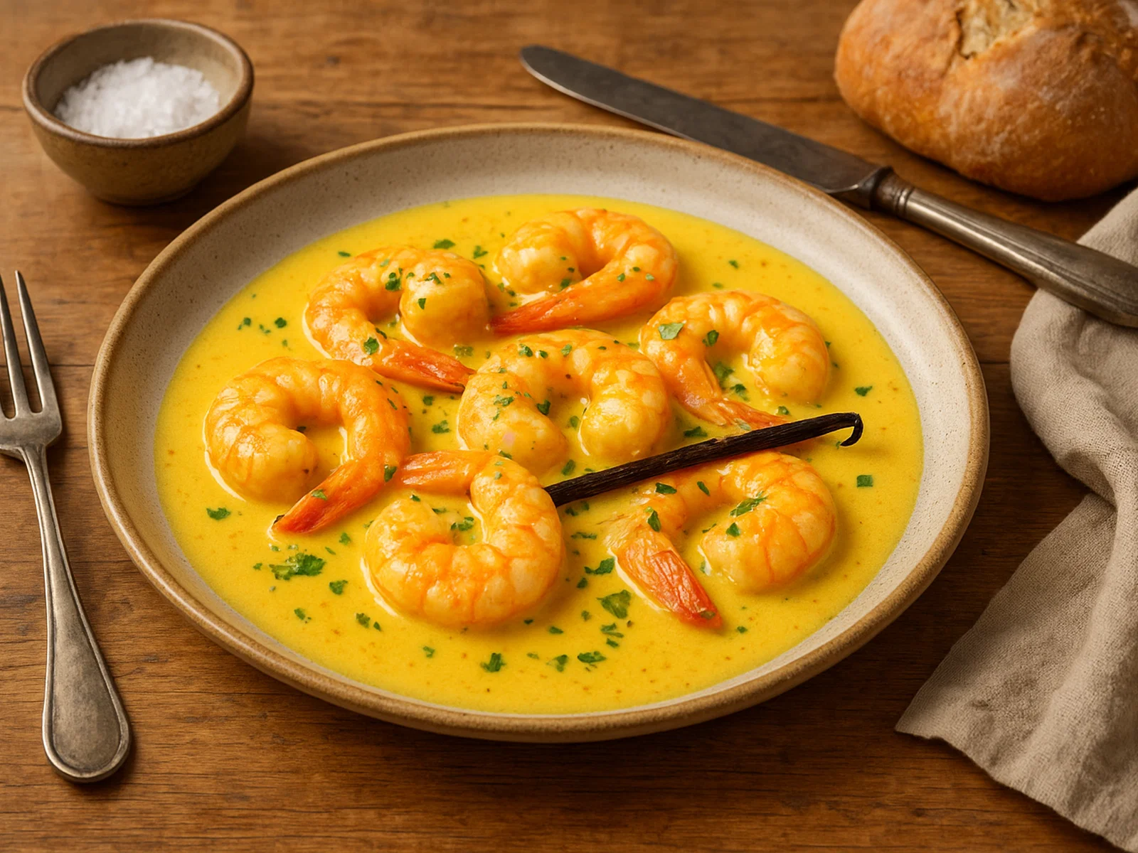 Chevrettes à la Vanille – Garnelen in Vanille-Safran-Sauce