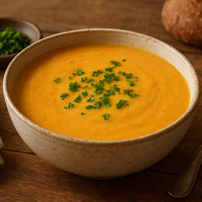 Cremige Kartoffel-Möhren-Suppe mit frischen Kräutern