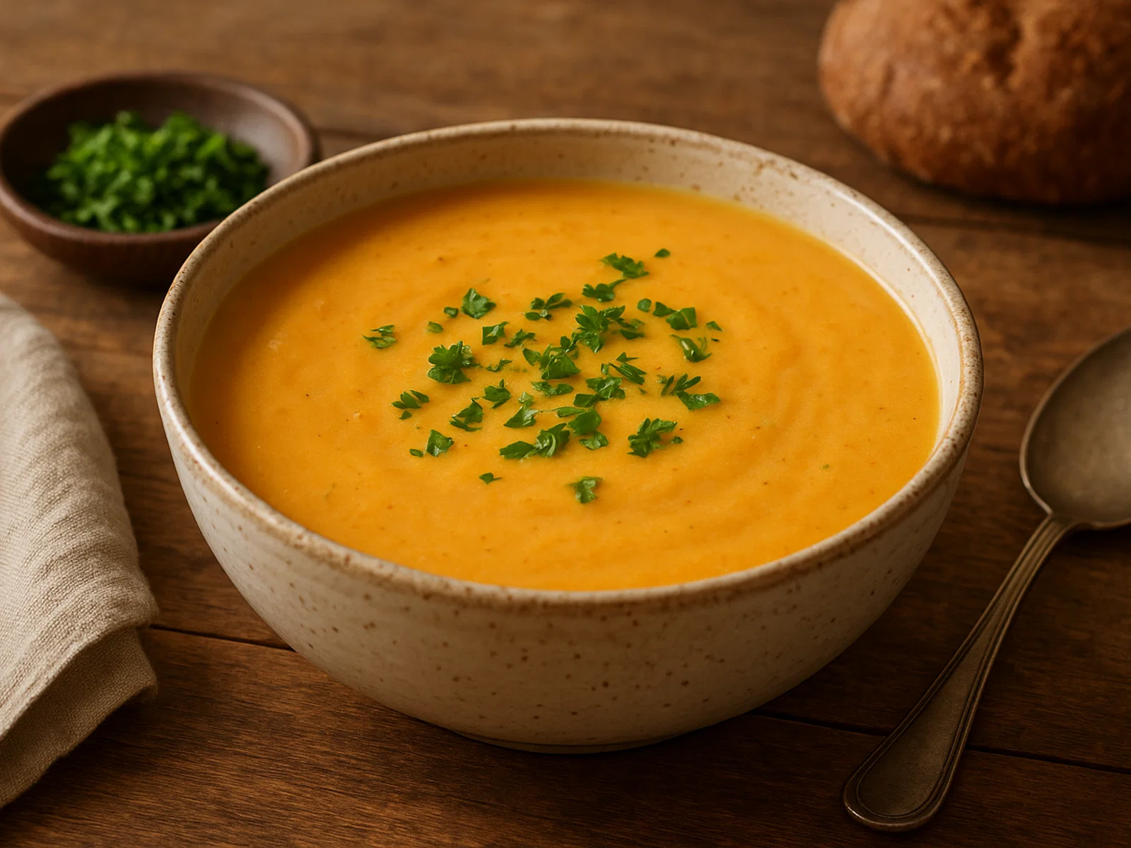 Cremige Kartoffel-Möhren-Suppe mit frischen Kräutern