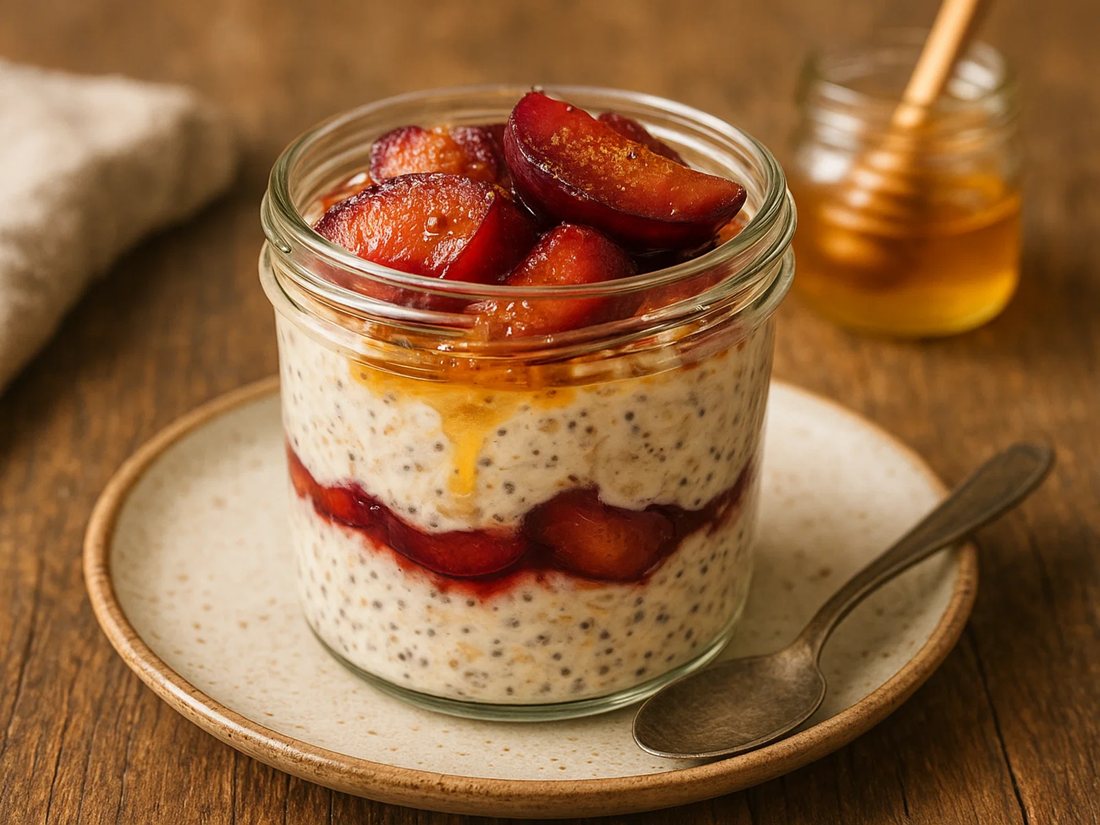 Pflaumen-Honig-Overnight-Oats