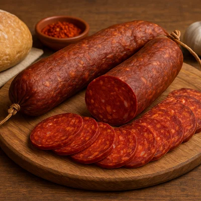 Hausgemachter Suxhuk (luftgetrocknete Rind-Lamm-Wurst vom Balkan)