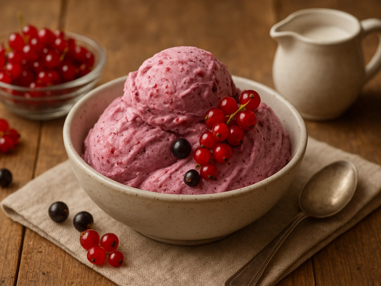 Cremige Johannisbeer-Eiscreme