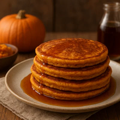Kürbis-Pfannkuchen mit Ahornsirup