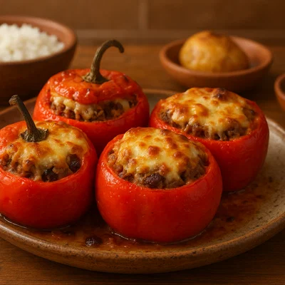 Peruanischer Rocoto Relleno aus dem Ofen