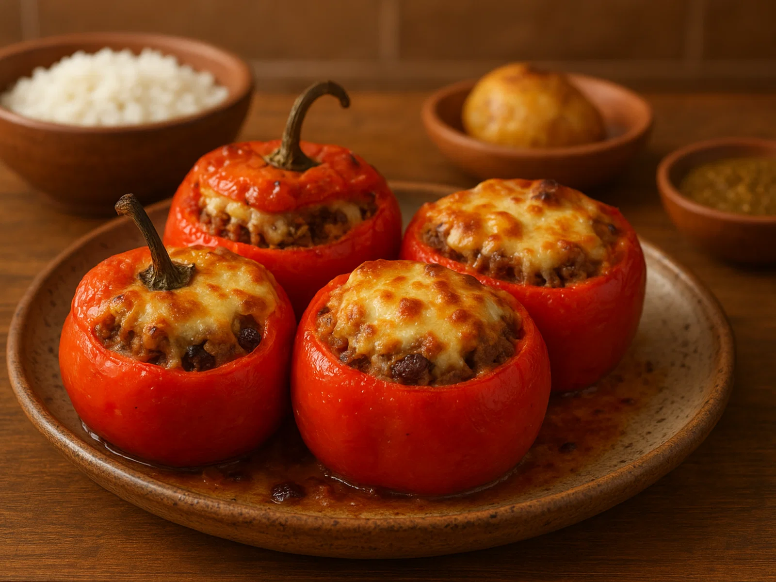 Peruanischer Rocoto Relleno aus dem Ofen