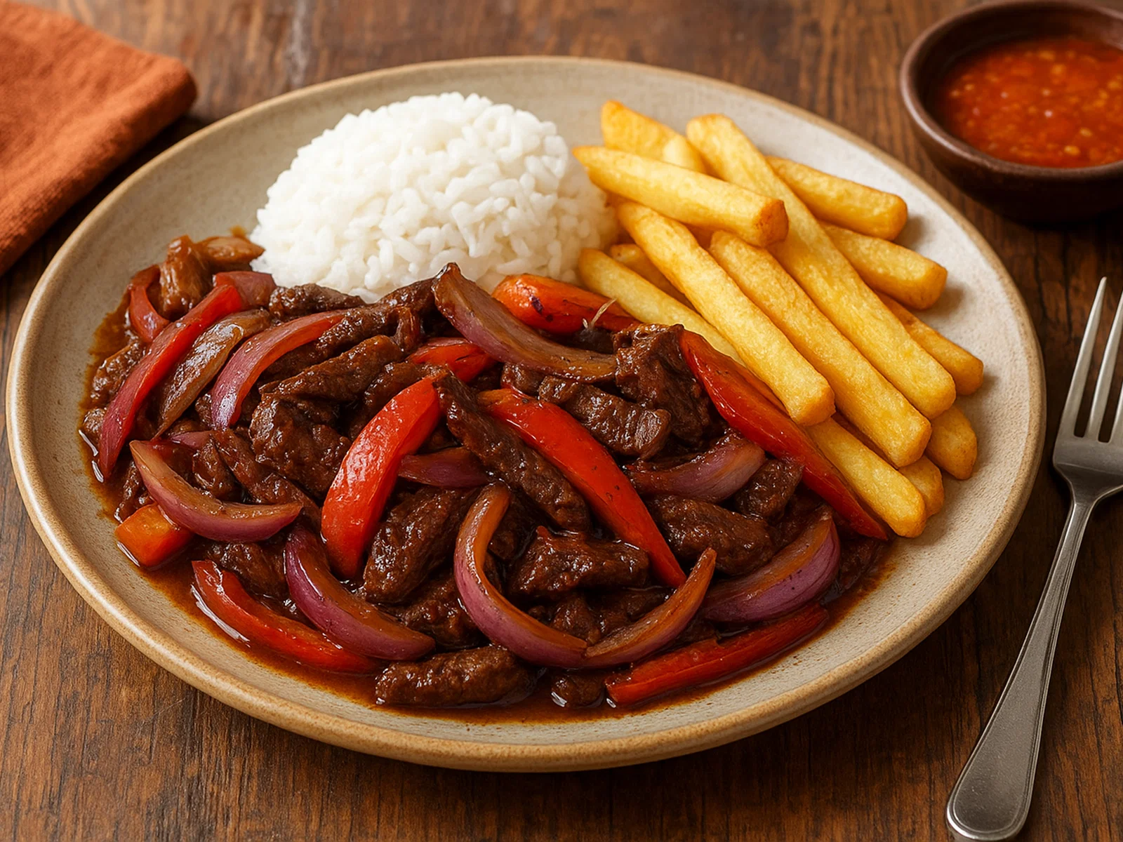 Lomo Saltado – Peruanische Rinderpfanne mit Pommes