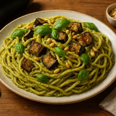 Cremige Auberginen-Pesto-Pasta