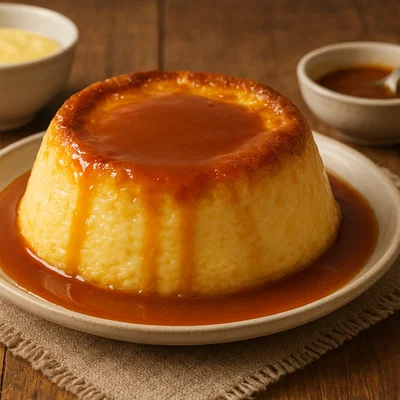 Englischer Vanillepudding mit Karamell-Buttersauce