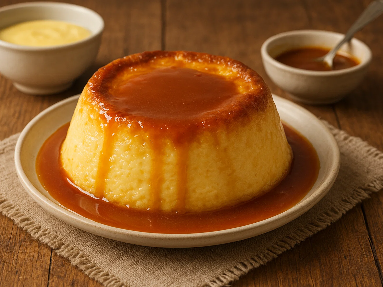 Englischer Vanillepudding mit Karamell-Buttersauce