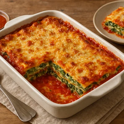 Spinat-Ricotta-Lasagne mit Tomatensauce