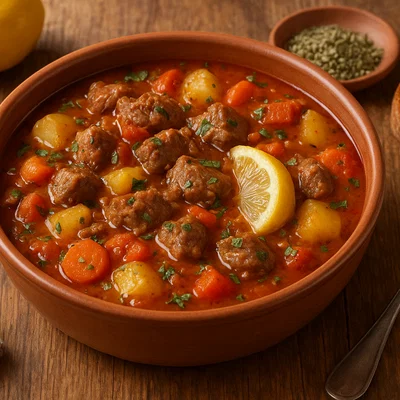 Griechischer Lamm-Eintopf mit Zitrone und Oregano