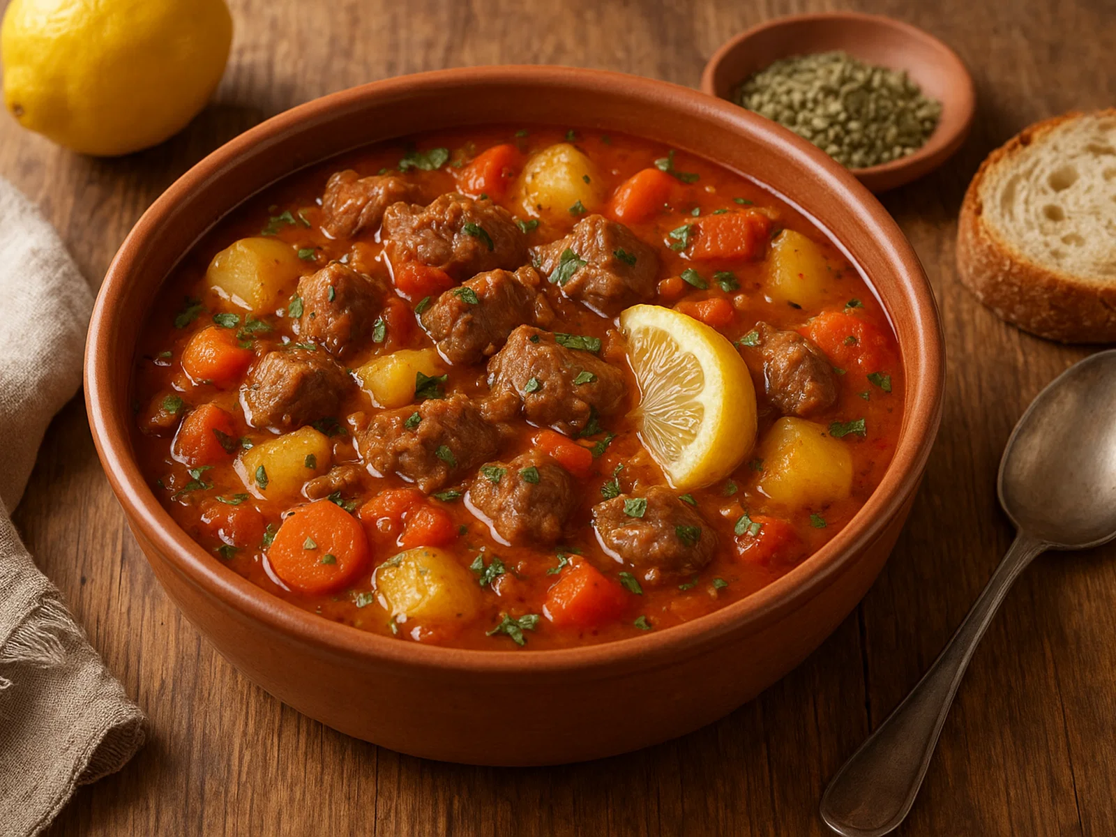 Griechischer Lamm-Eintopf mit Zitrone und Oregano