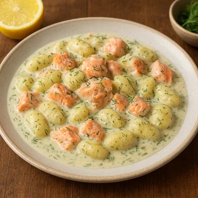 Gnocchi mit Lachs und Dillsahne