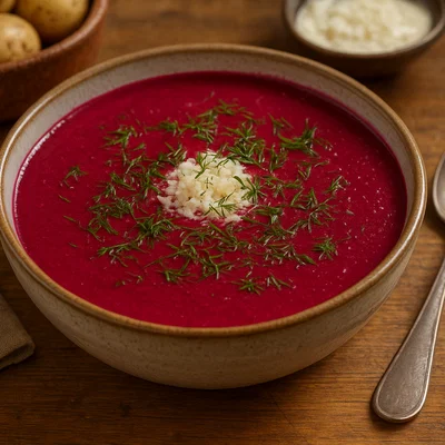Rote-Bete-Suppe mit Meerrettich und Dill